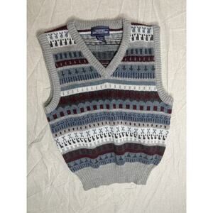 Mervyn’s Brand Boys Collection Vintage Sweater Vest Size M Grey Blue Maroon